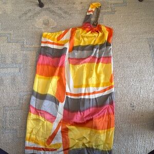 One shoulder dress with chain detail